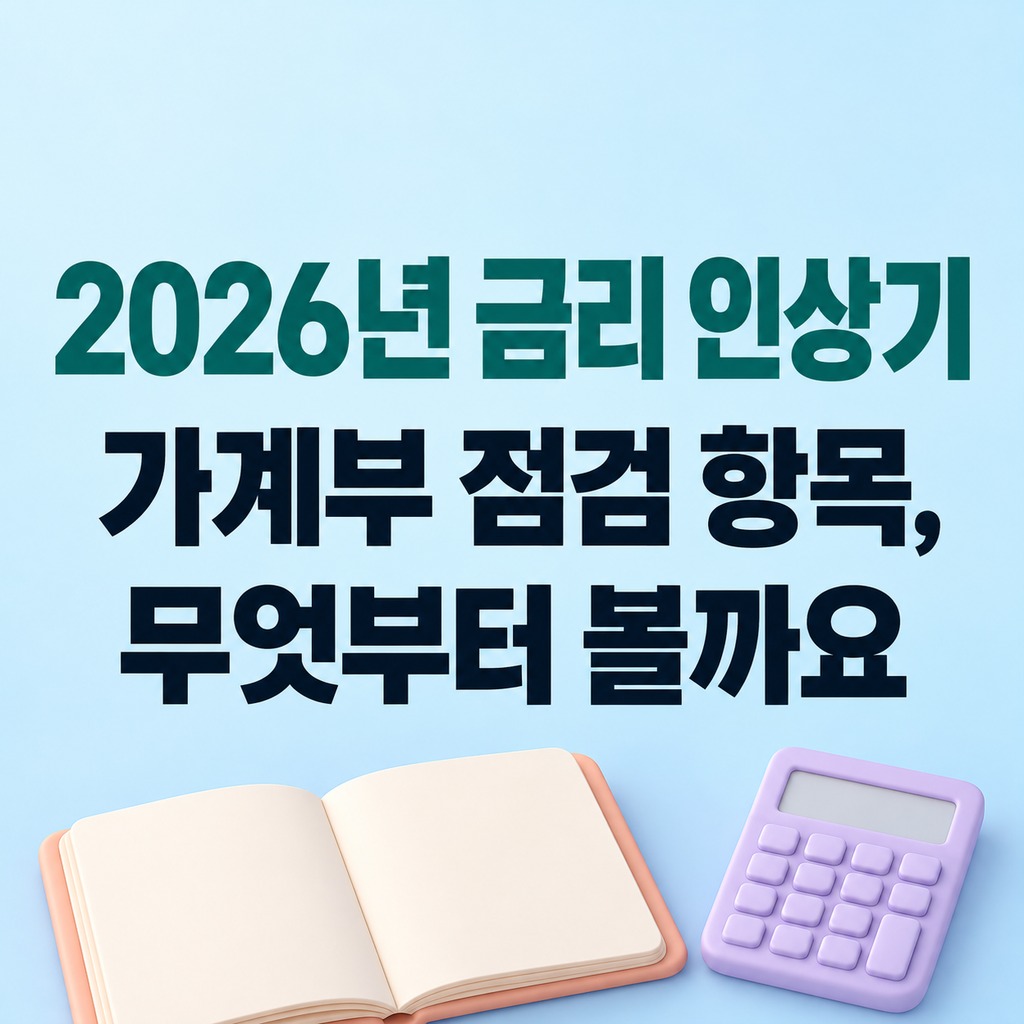 펼친 무지 가계부와 계산기