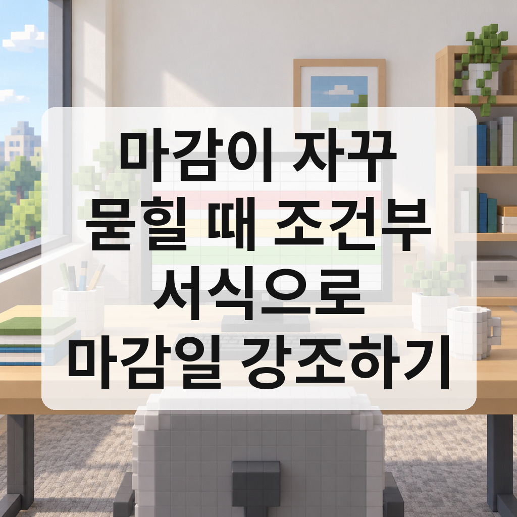 행마다 다른 색으로 구분된 화면