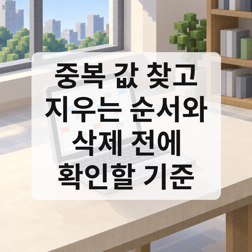 같은 색으로 표시된 중복 셀