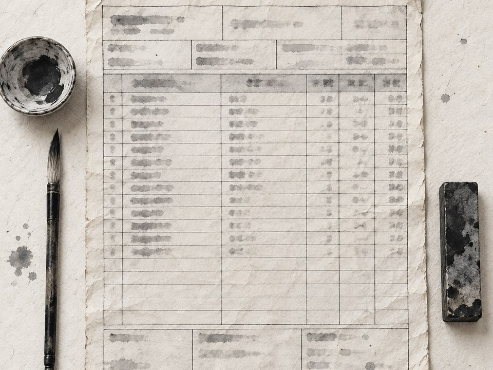 위에서 바라본 주문 기록지